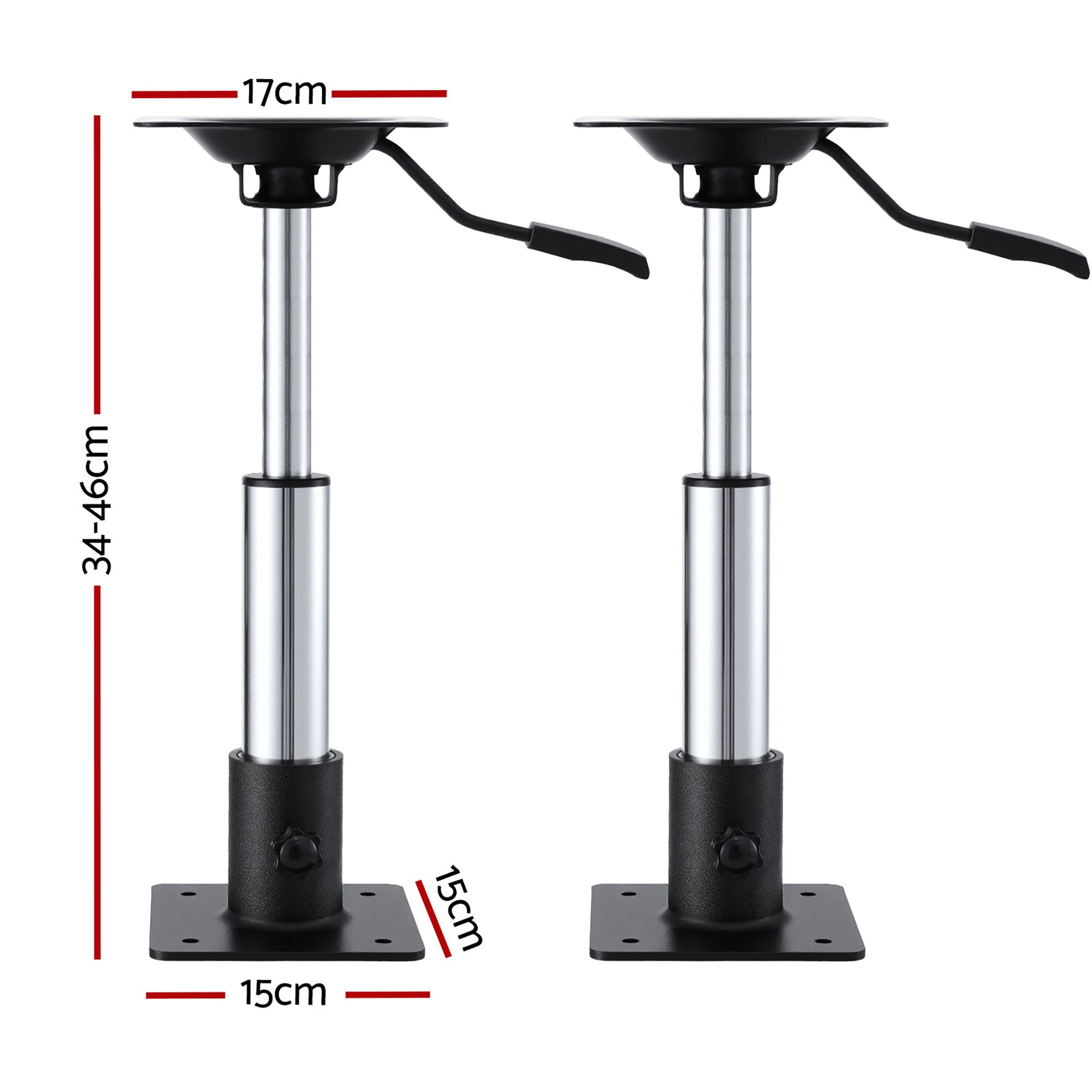 Seamanship Boat Seat Pedestal 34-46cm Adjustable Gas Lift 360 Degrees Swivel 2 Pack BS-PED-GL-3446-BKX2