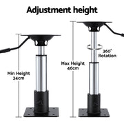 Seamanship Boat Seat Pedestal 34-46cm Adjustable Gas Lift 360 Degrees Swivel 2 Pack BS-PED-GL-3446-BKX2