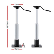 Seamanship Boat Seat Pedestal 55-75cm Adjustable Gas Lift 360 Degrees Swivel 2 Pack BS-PED-GL-5575-BKX2