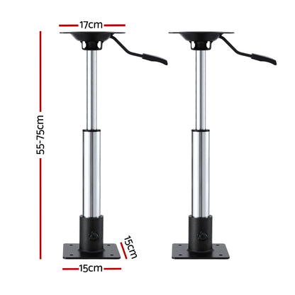 Seamanship Boat Seat Pedestal 55-75cm Adjustable Gas Lift 360 Degrees Swivel 2 Pack BS-PED-GL-5575-BKX2