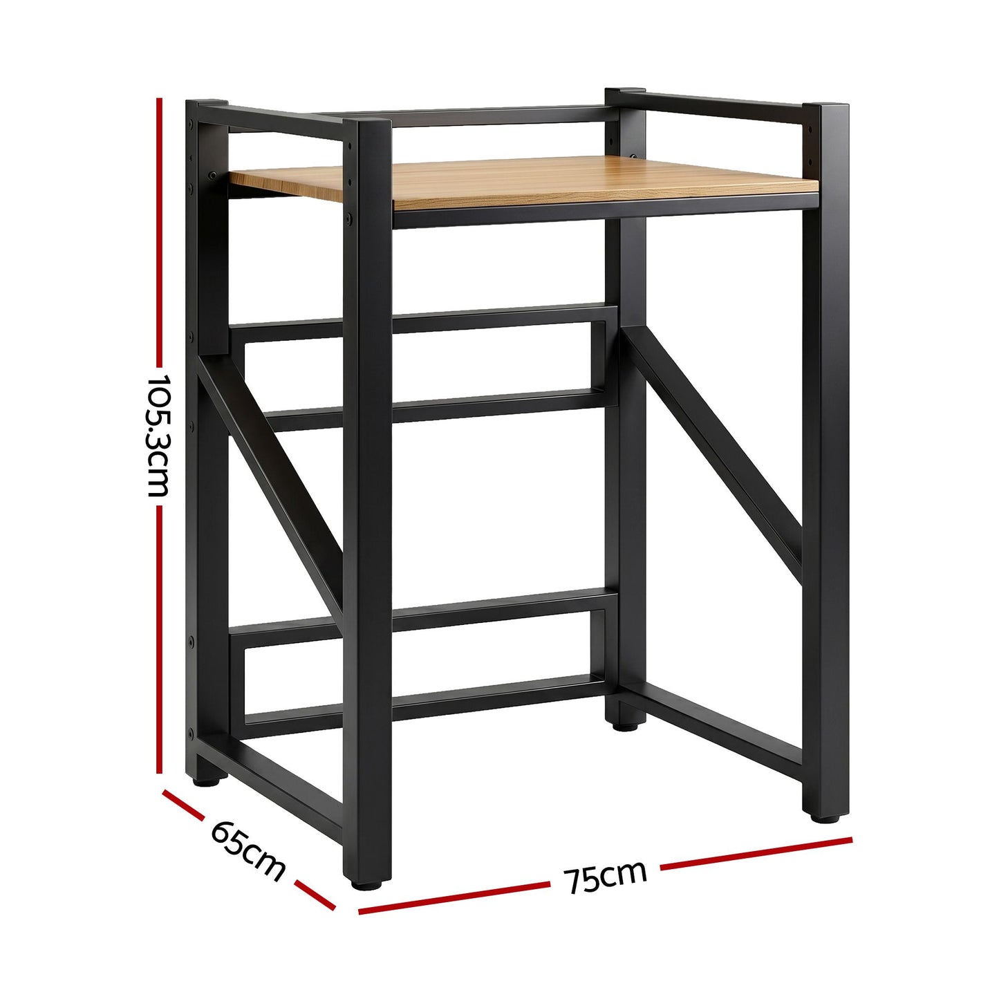 Artiss Over Washing Machine Rack Laundry Shelf Space Saver 75cm Black BSR-A-1T-105H-BK