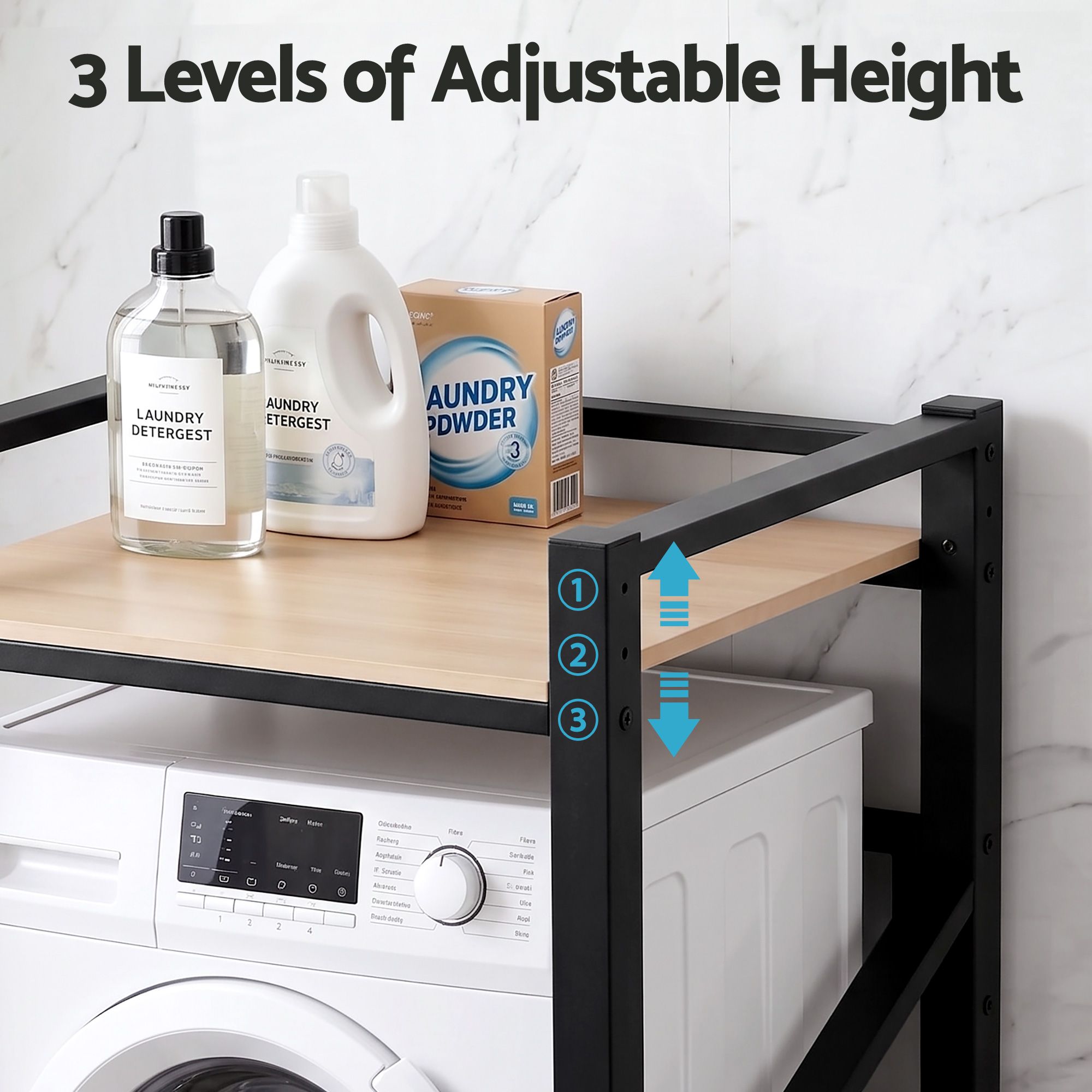 Artiss Over Washing Machine Rack Laundry Shelf Space Saver 75cm Black BSR-A-1T-105H-BK