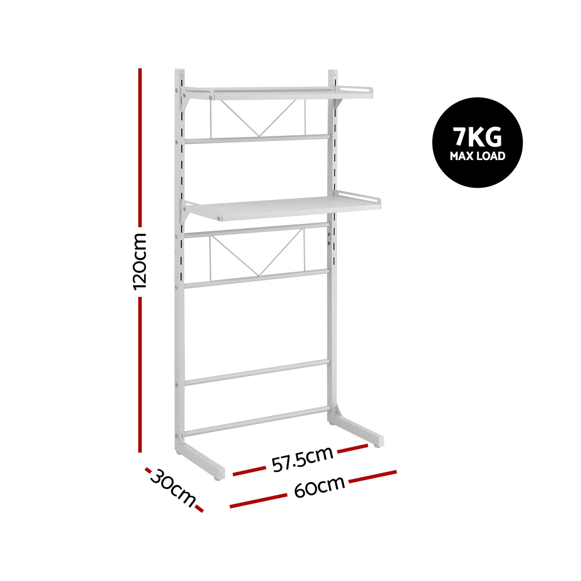 Artiss Over Toilet Bathroom Storage Shelf Rack Over Toilet 2 Tier BSR-A-2T-120H-WH