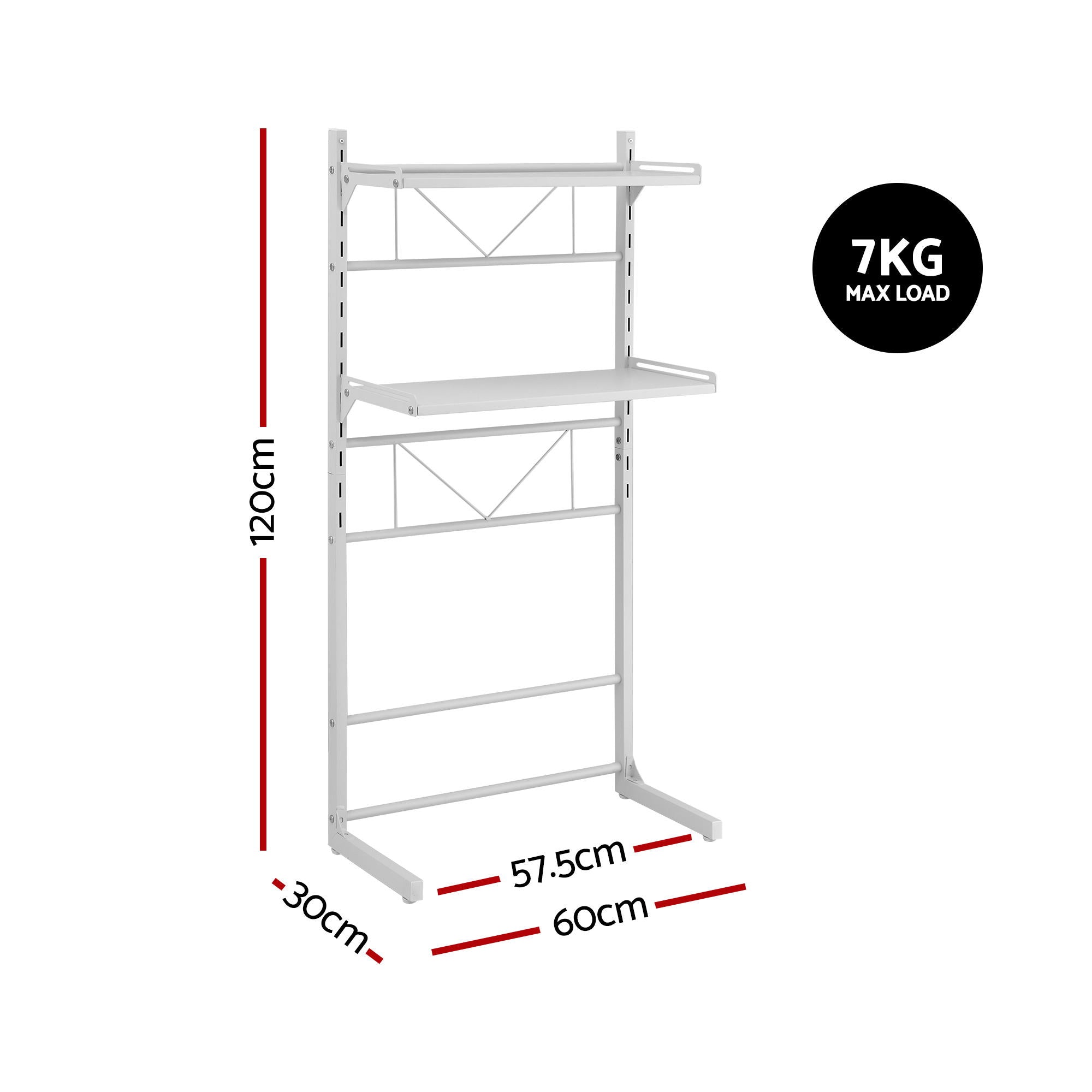 Artiss Over Toilet Bathroom Storage Shelf Rack Over Toilet 2 Tier BSR-A-2T-120H-WH
