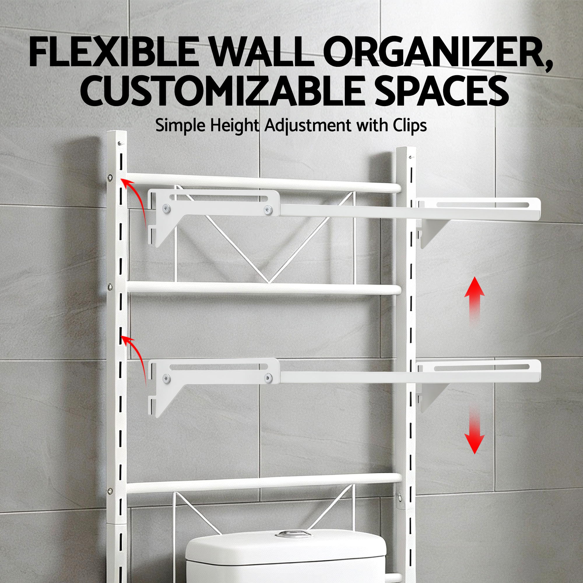Artiss Over Toilet Bathroom Storage Shelf Rack Over Toilet 2 Tier BSR-A-2T-120H-WH