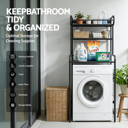 Artiss Bathroom Storage Shelf Over Washing Machine Toilet 3 Tier BSR-A-3T-150H-BK
