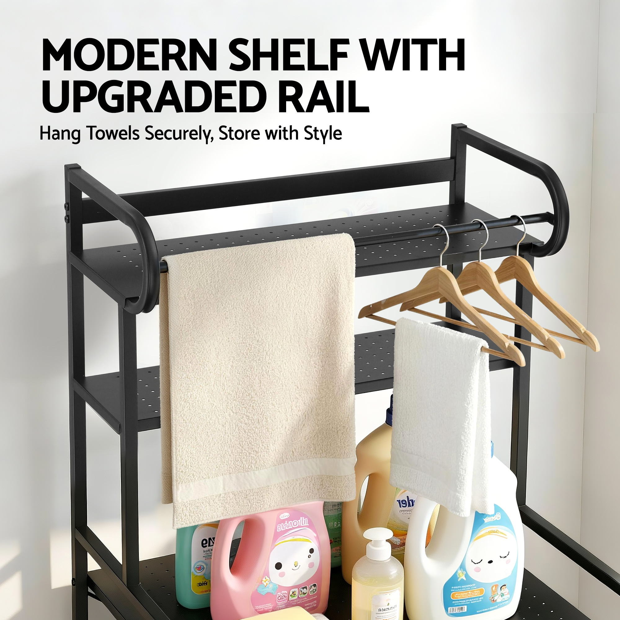 Artiss Bathroom Storage Shelf Over Washing Machine Toilet 3 Tier BSR-A-3T-150H-BK