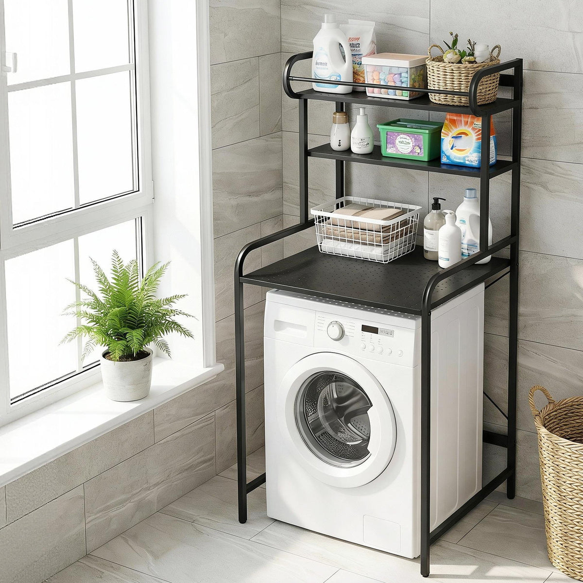 Artiss Bathroom Storage Shelf Over Washing Machine Toilet 3 Tier BSR-A-3T-150H-BK
