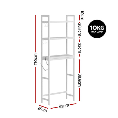 Artiss Over Toilet Storage Bathroom Rack Space Saving 3 Tier Organiser White BSR-A-3T-170H-WH