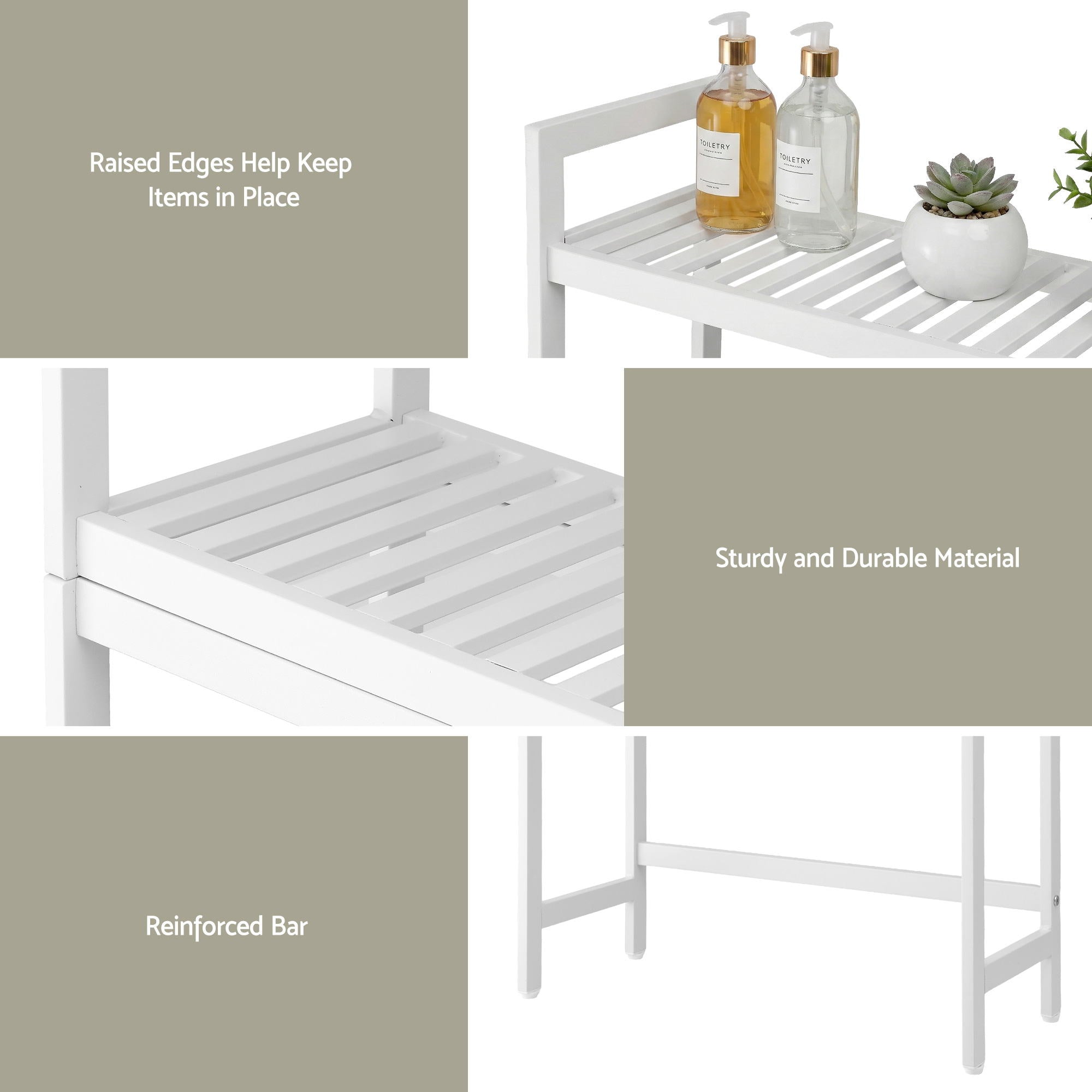 Artiss Over Toilet Storage Bathroom Rack Space Saving 3 Tier Organiser White BSR-A-3T-170H-WH
