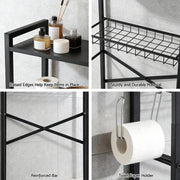 Artiss Over Toilet Bathroom Storage Rack Space Saving 4 Tier Organiser White BSR-A-4T-173H-BK