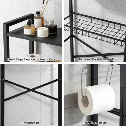 Artiss Over Toilet Bathroom Storage Rack Space Saving 4 Tier Organiser White BSR-A-4T-173H-BK
