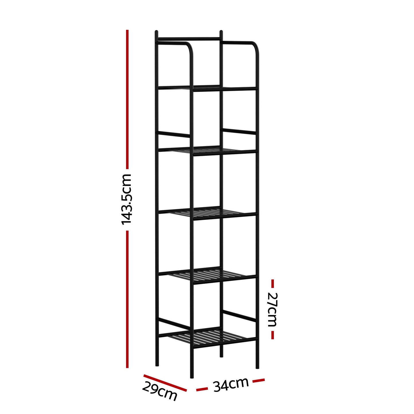 Artiss 5 Tier Floor Standing Corner Shower Caddy Bathroom Organizer Black BSR-A-5T-142H