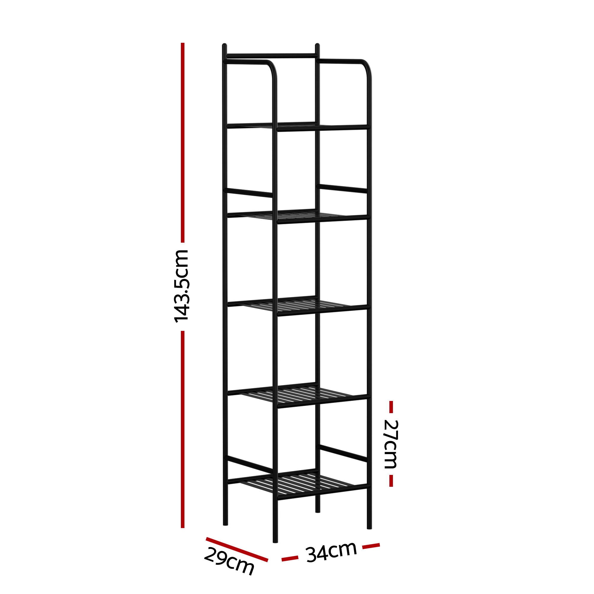 Artiss 5 Tier Floor Standing Corner Shower Caddy Bathroom Organizer Black BSR-A-5T-142H