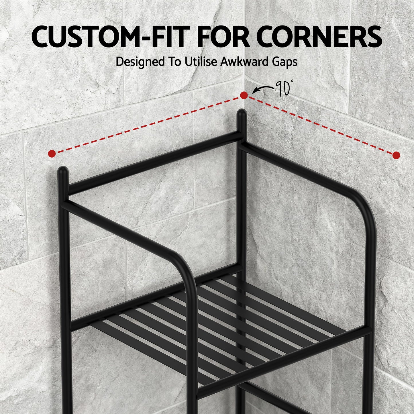Artiss 5 Tier Floor Standing Corner Shower Caddy Bathroom Organizer Black BSR-A-5T-142H