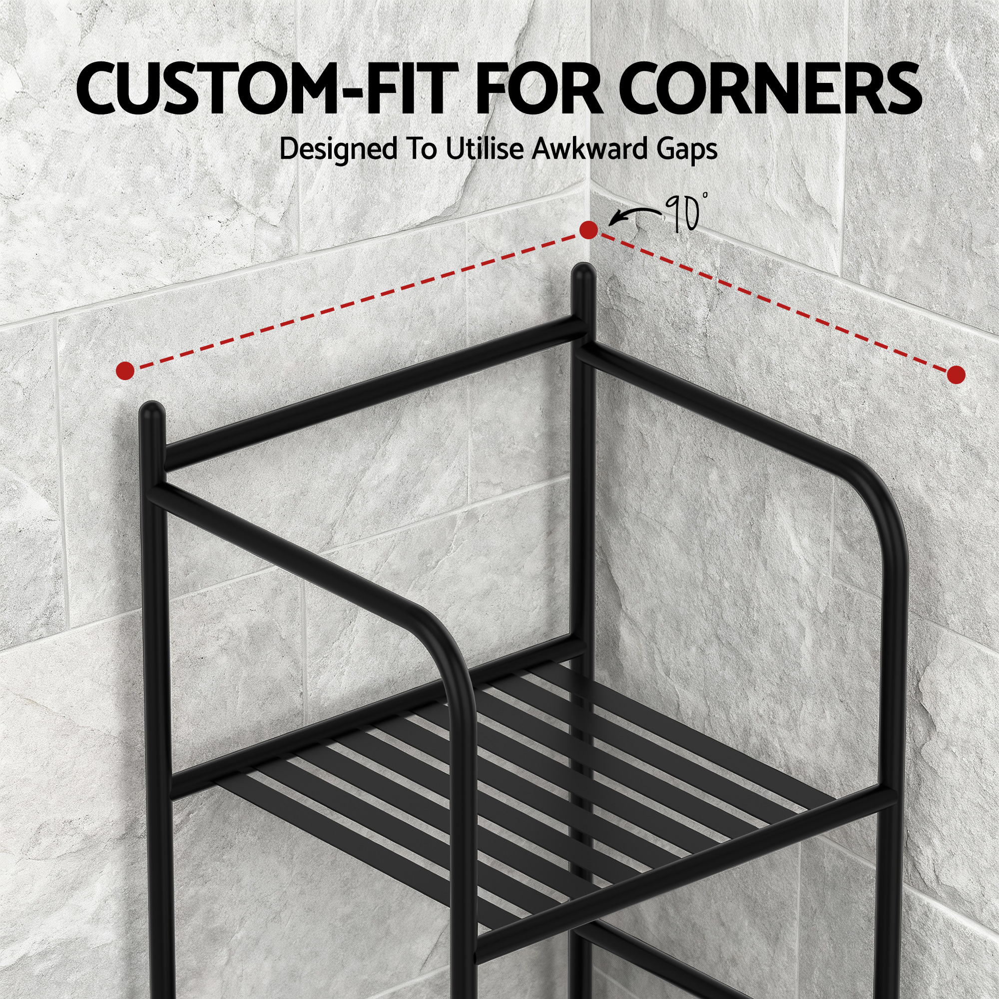 Artiss 5 Tier Floor Standing Corner Shower Caddy Bathroom Organizer Black BSR-A-5T-142H