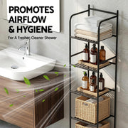Artiss 5 Tier Floor Standing Corner Shower Caddy Bathroom Organizer Black BSR-A-5T-142H