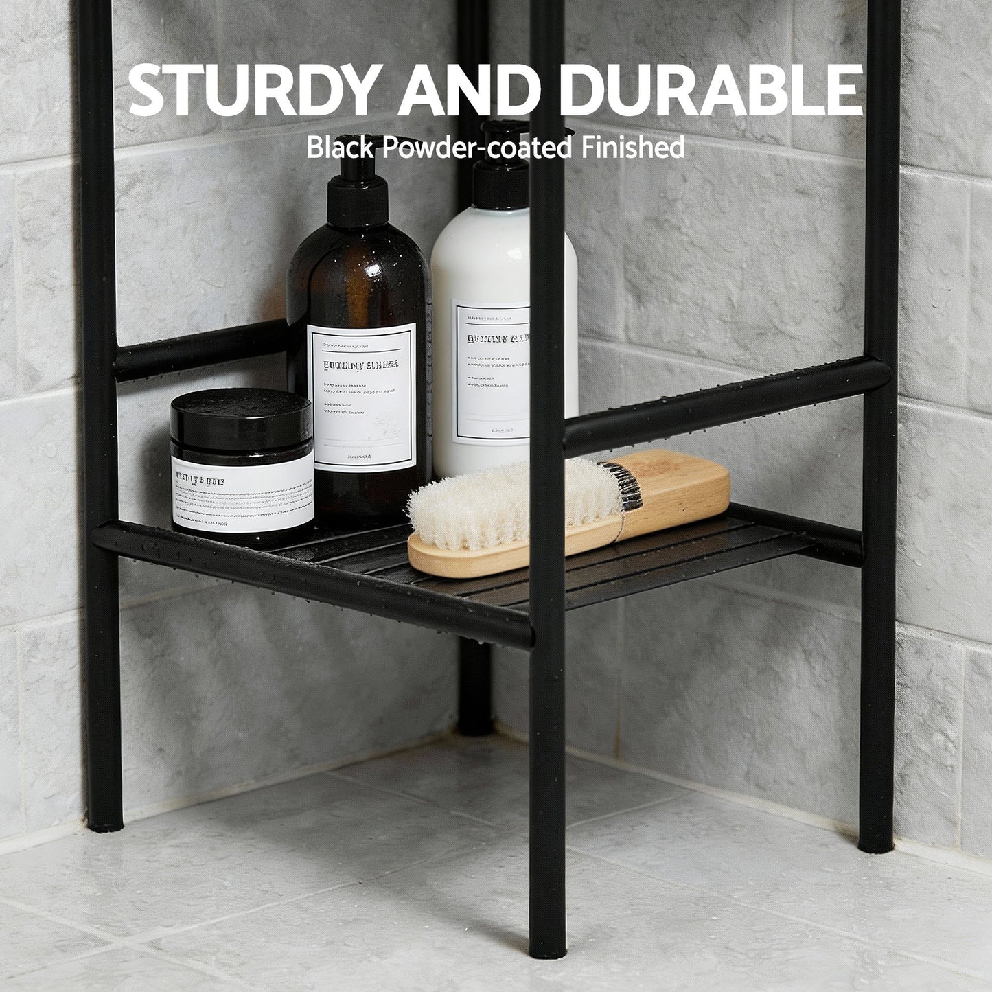 Artiss 5 Tier Floor Standing Corner Shower Caddy Bathroom Organizer Black BSR-A-5T-142H
