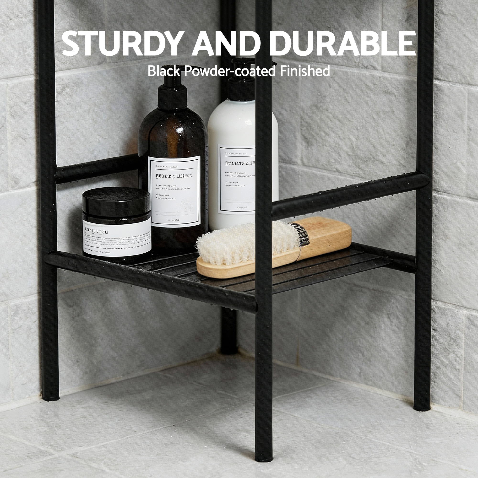 Artiss 5 Tier Floor Standing Corner Shower Caddy Bathroom Organizer Black BSR-A-5T-142H