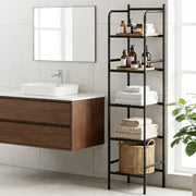 Artiss 5 Tier Floor Standing Corner Shower Caddy Bathroom Organizer Black BSR-A-5T-142H