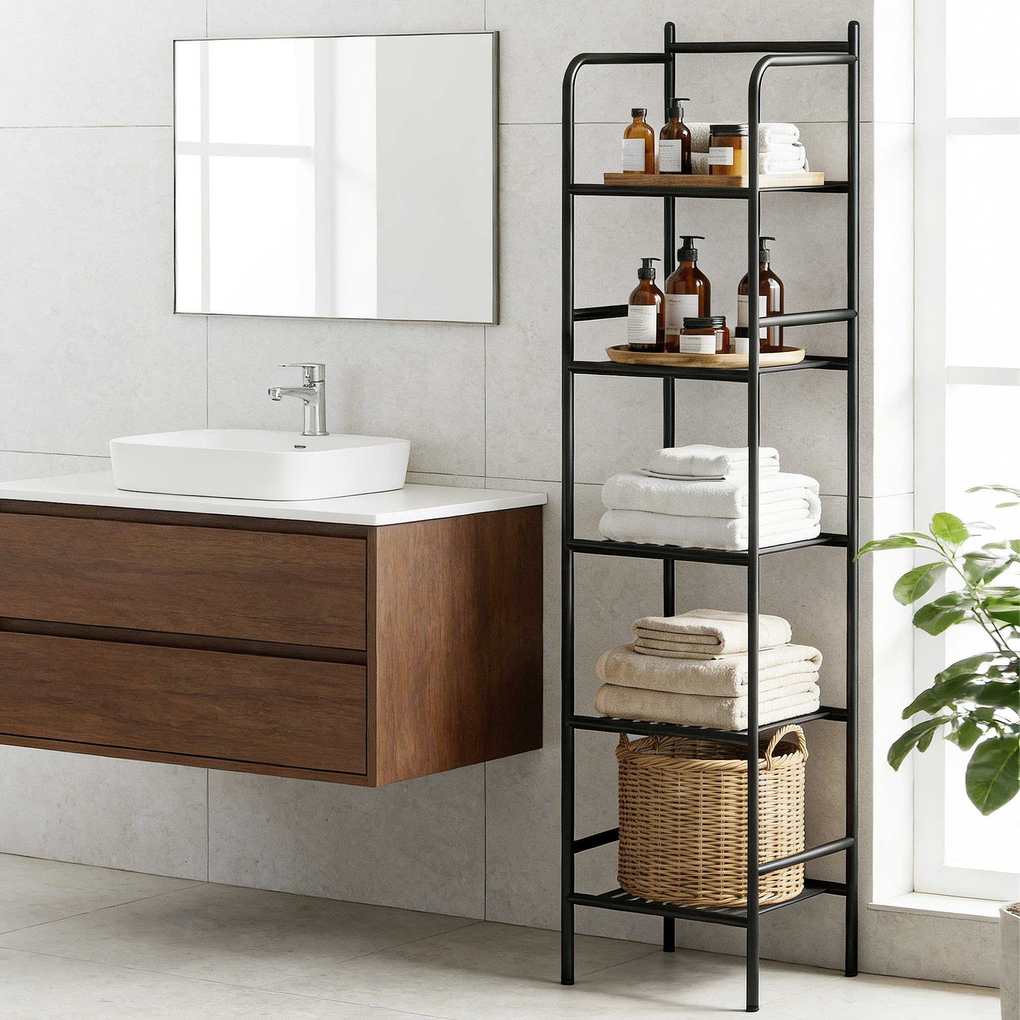 Artiss 5 Tier Floor Standing Corner Shower Caddy Bathroom Organizer Black BSR-A-5T-142H
