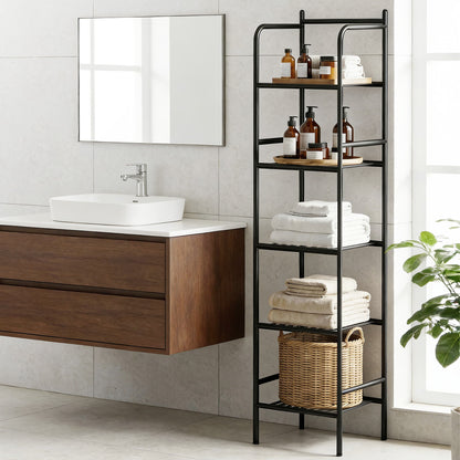 Artiss 5 Tier Floor Standing Corner Shower Caddy Bathroom Organizer Black BSR-A-5T-142H