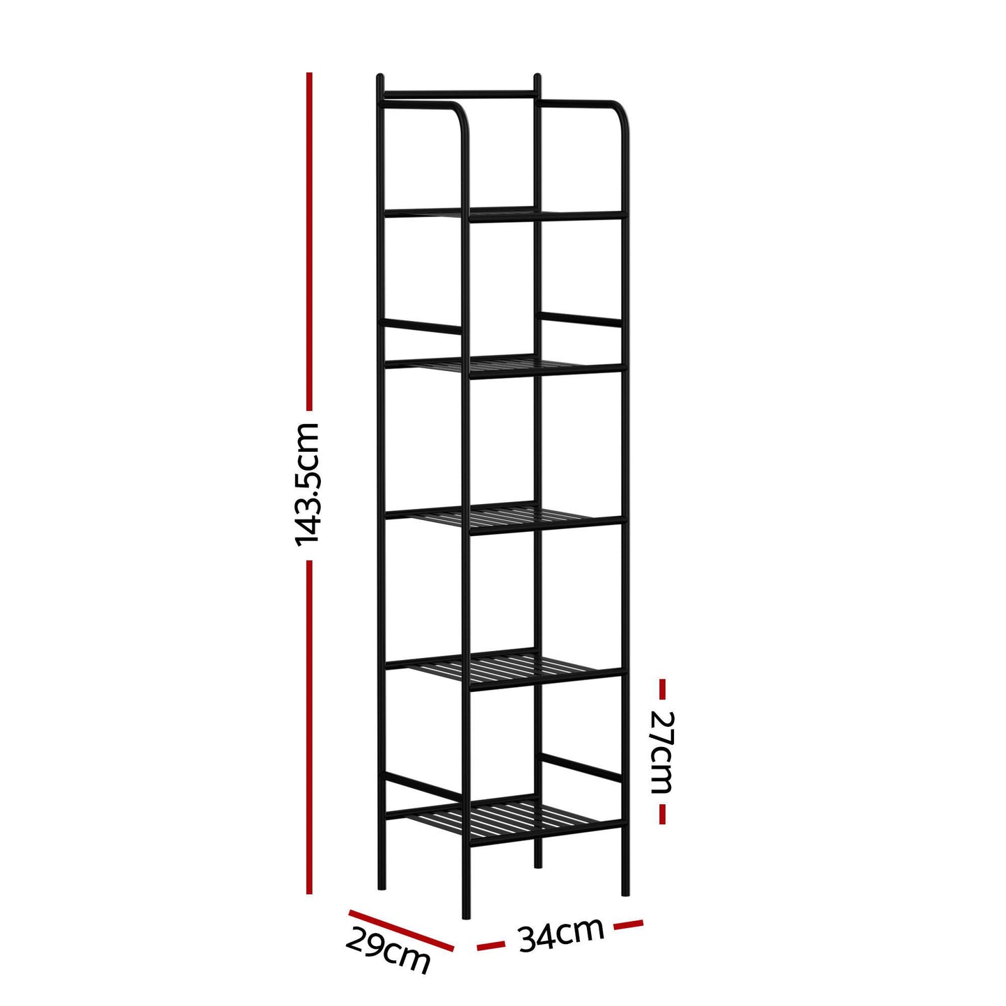 Artiss 2X Floor Standing Corner Shower Caddy 5 Tier Bathroom Organizer Black BSR-A-5T-142HX2