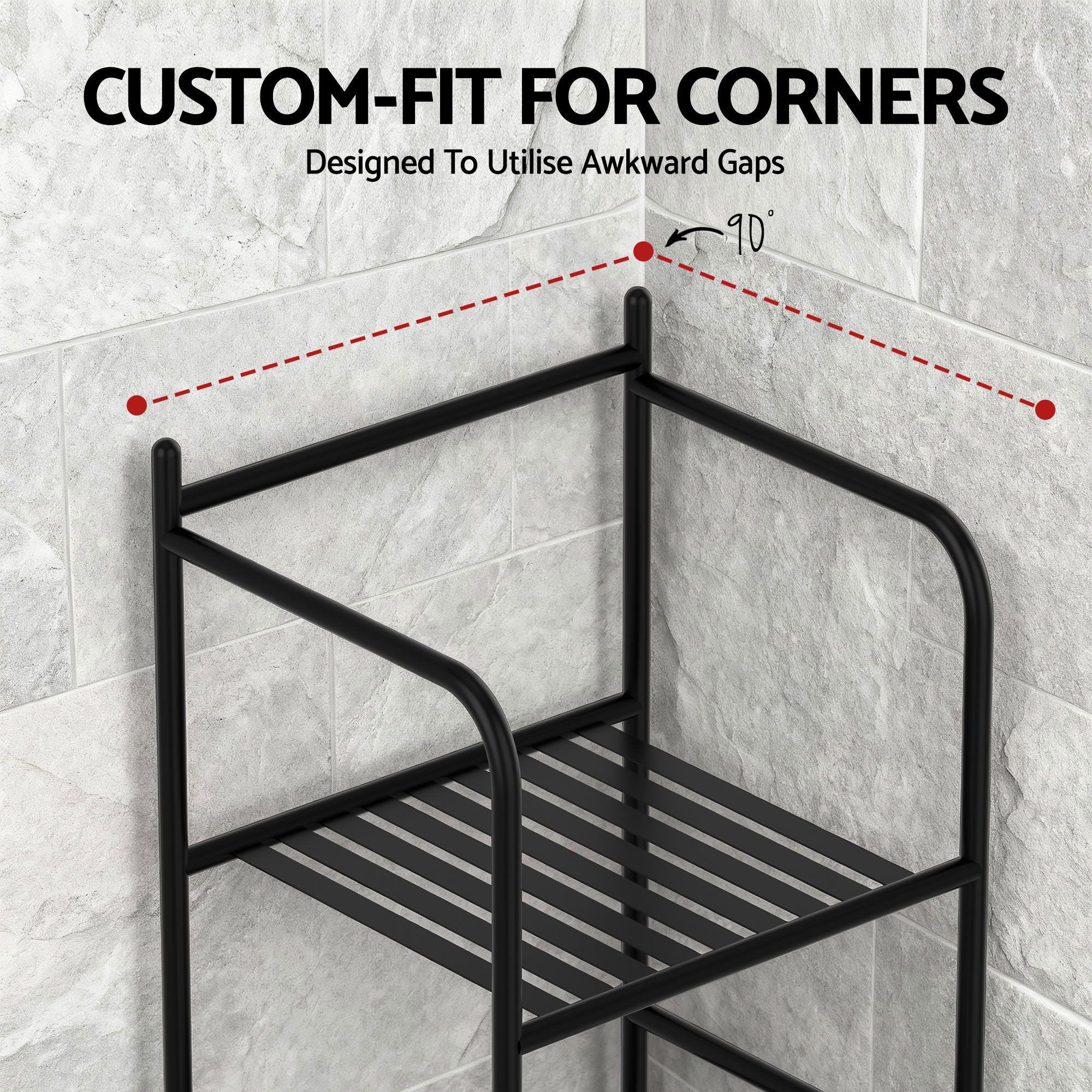 Artiss 2X Floor Standing Corner Shower Caddy 5 Tier Bathroom Organizer Black BSR-A-5T-142HX2