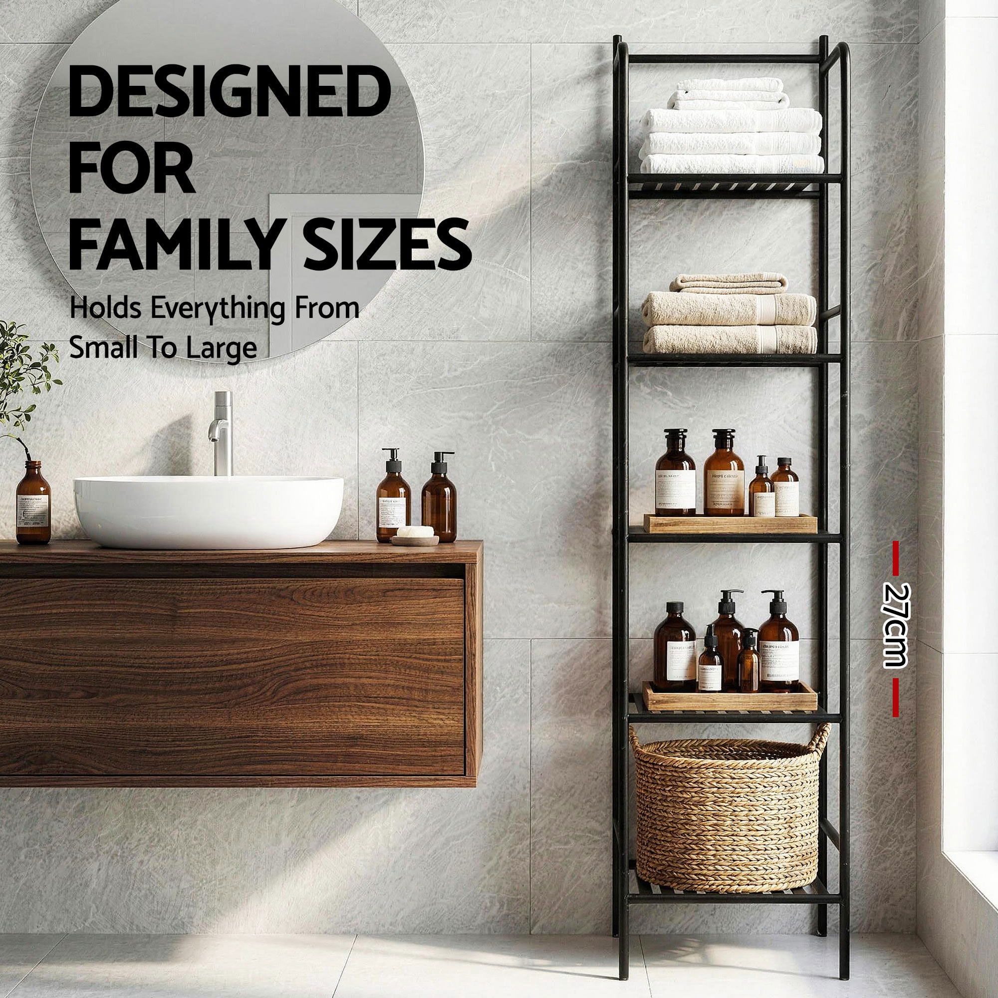 Artiss 2X Floor Standing Corner Shower Caddy 5 Tier Bathroom Organizer Black BSR-A-5T-142HX2