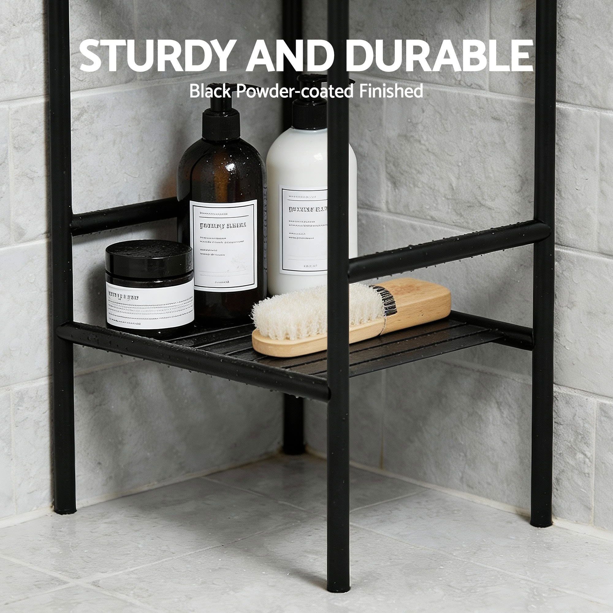 Artiss 2X Floor Standing Corner Shower Caddy 5 Tier Bathroom Organizer Black BSR-A-5T-142HX2