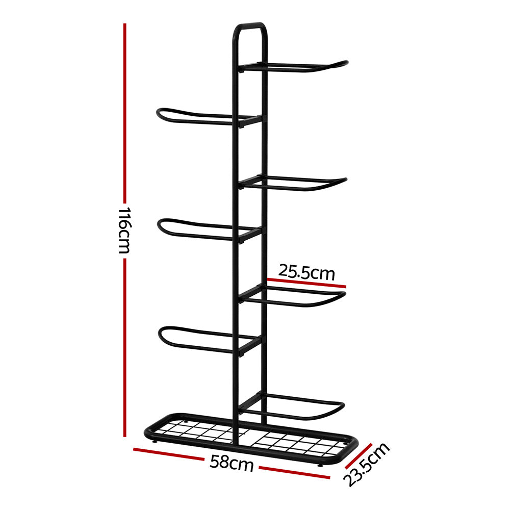 Everfit Ball Storage Rack Sports Equipment Organizer 7-Tier Holder for Garage Gym Black BSR-A-H116-BK