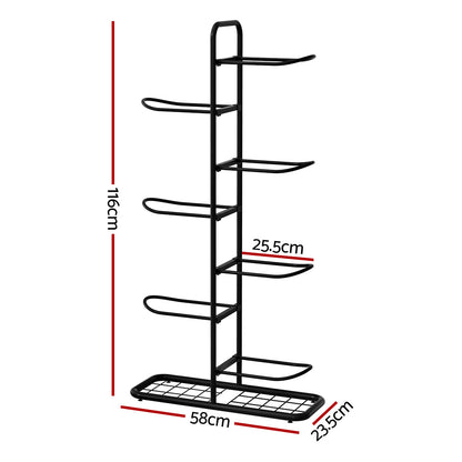 Everfit Ball Storage Rack Sports Equipment Organizer 7-Tier Holder for Garage Gym Black BSR-A-H116-BK