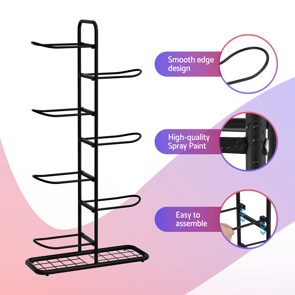 Everfit Ball Storage Rack Sports Equipment Organizer 7-Tier Holder for Garage Gym Black BSR-A-H116-BK