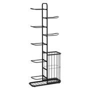 Everfit Ball Storage Rack Sports Equipment Organizer 7-Tier with Basket for Garage Gym Black BSR-A-H146-B-BK