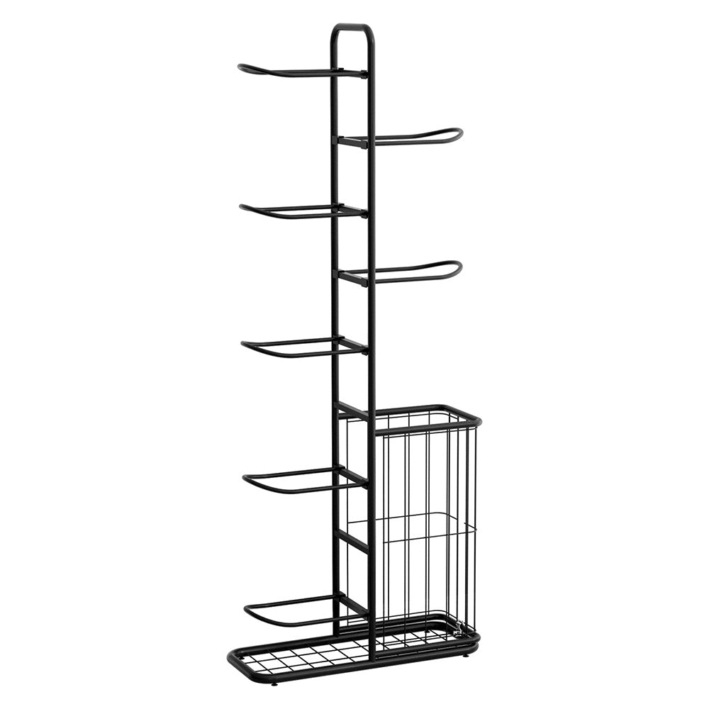 Everfit Ball Storage Rack Sports Equipment Organizer 7-Tier with Basket for Garage Gym Black BSR-A-H146-B-BK