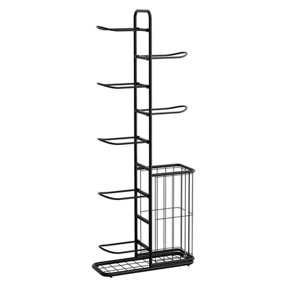 Everfit Ball Storage Rack Sports Equipment Organizer 7-Tier with Basket for Garage Gym Black BSR-A-H146-B-BK