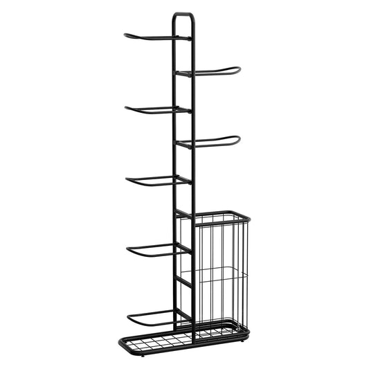 Everfit Ball Storage Rack Sports Equipment Organizer 7-Tier with Basket for Garage Gym Black BSR-A-H146-B-BK