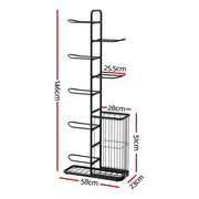 Everfit Ball Storage Rack Sports Equipment Organizer 7-Tier with Basket for Garage Gym Black BSR-A-H146-B-BK