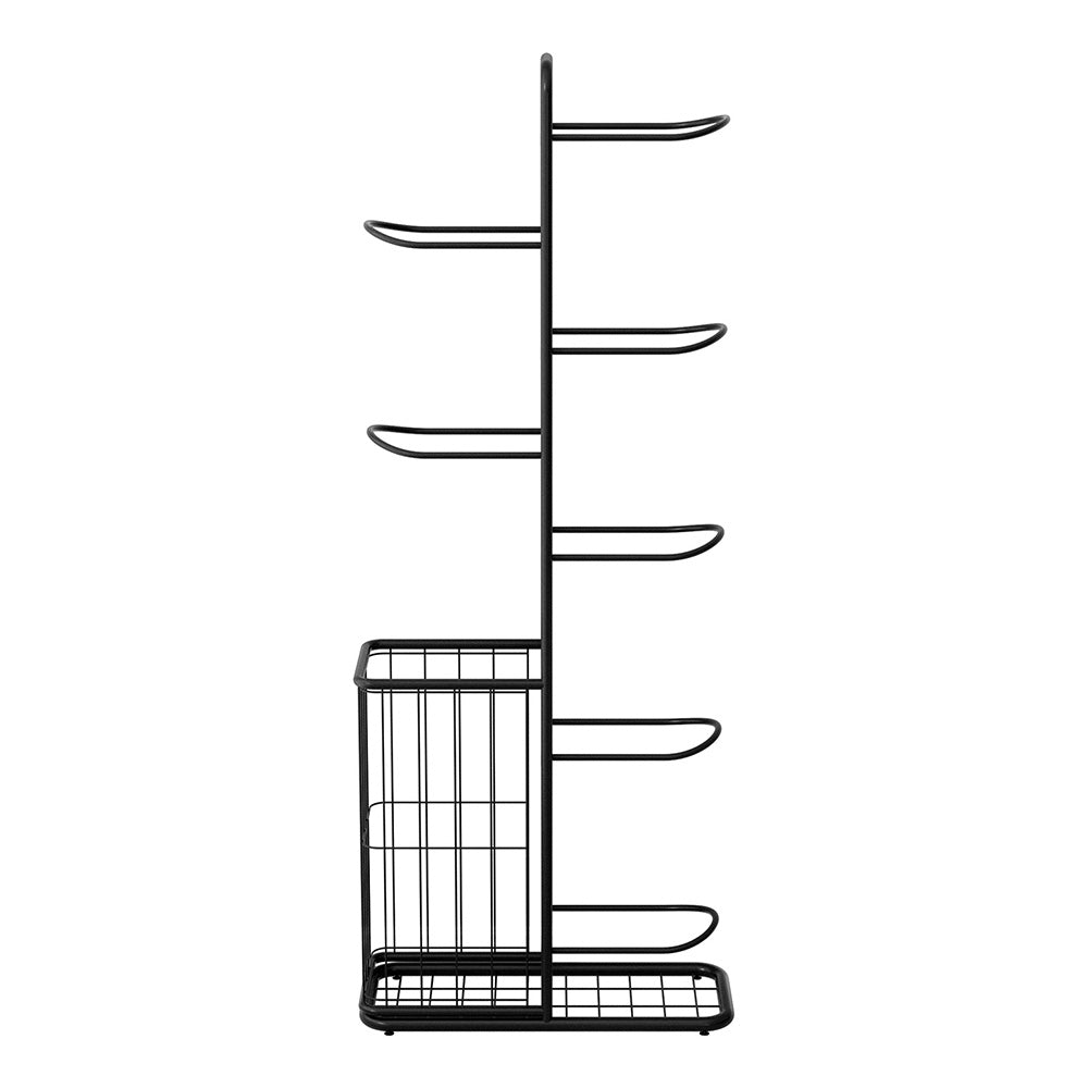 Everfit Ball Storage Rack Sports Equipment Organizer 7-Tier with Basket for Garage Gym Black BSR-A-H146-B-BK