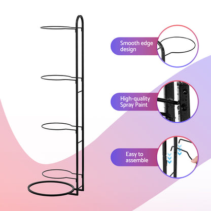 Everfit Ball Storage Rack Sports Equipment Organizer 4-Tier Holder for Garage Gym Black BSR-A-H90-BK