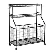 Everfit Sports Equipment Organizer Storage with Wheels Multi-Sport Garage Gym Black BSR-A-RET