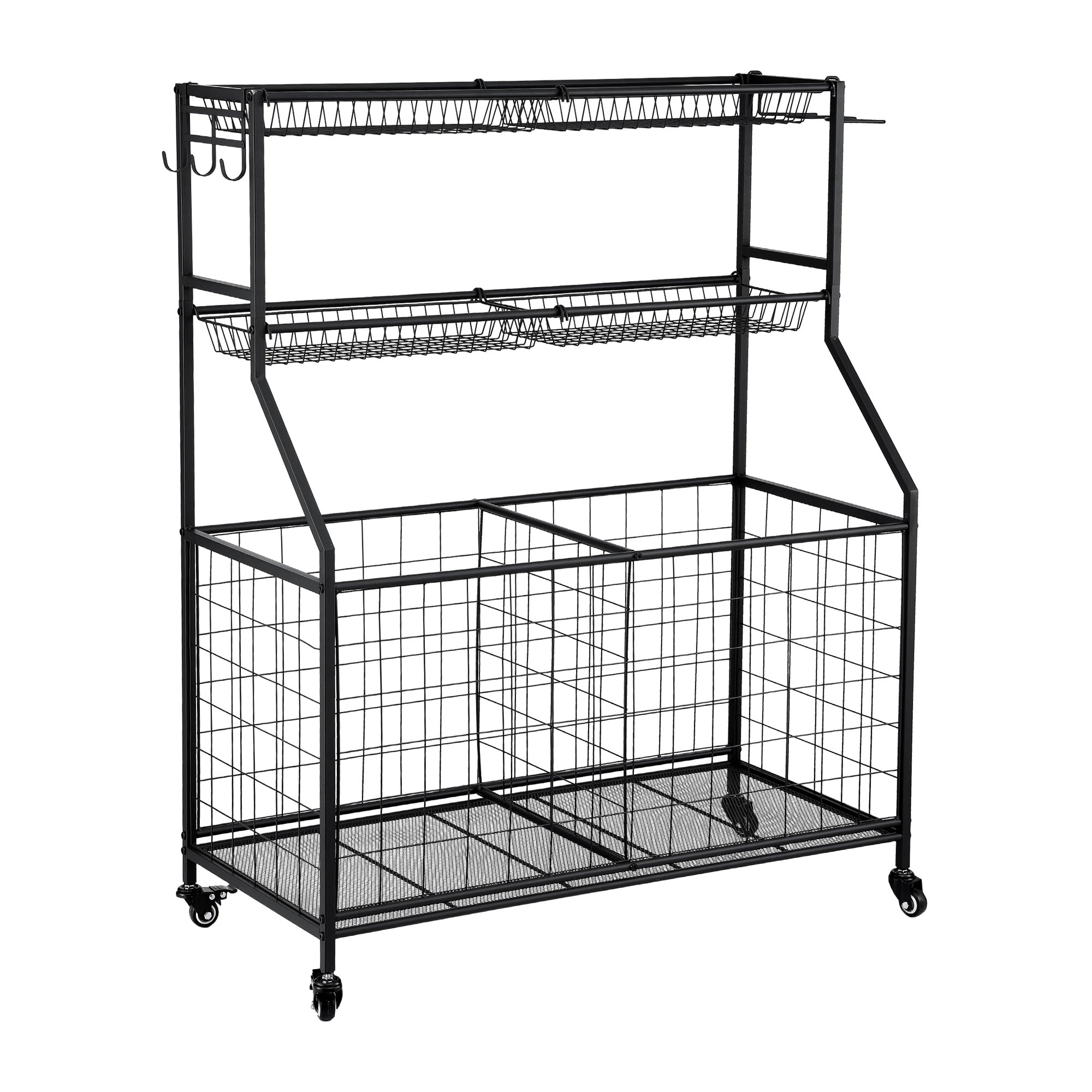 Everfit Sports Equipment Organizer Storage with Wheels Multi-Sport Garage Gym Black BSR-A-RET