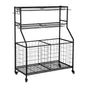 Everfit Sports Equipment Organizer Storage with Wheels Multi-Sport Garage Gym Black BSR-A-RET