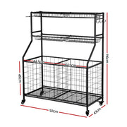 Everfit Sports Equipment Organizer Storage with Wheels Multi-Sport Garage Gym Black BSR-A-RET