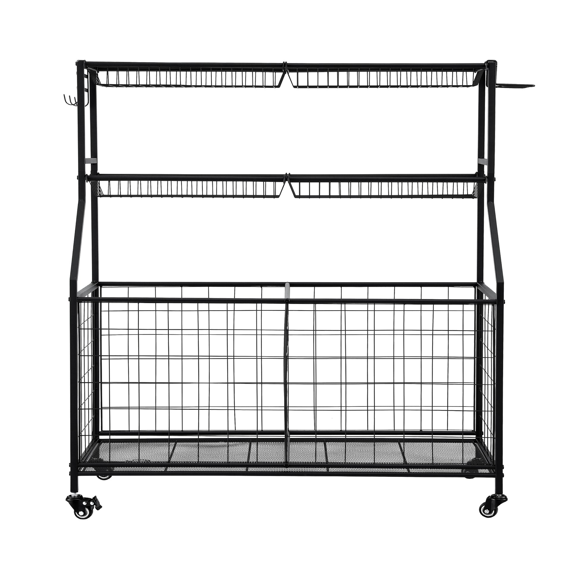 Everfit Sports Equipment Organizer Storage with Wheels Multi-Sport Garage Gym Black BSR-A-RET