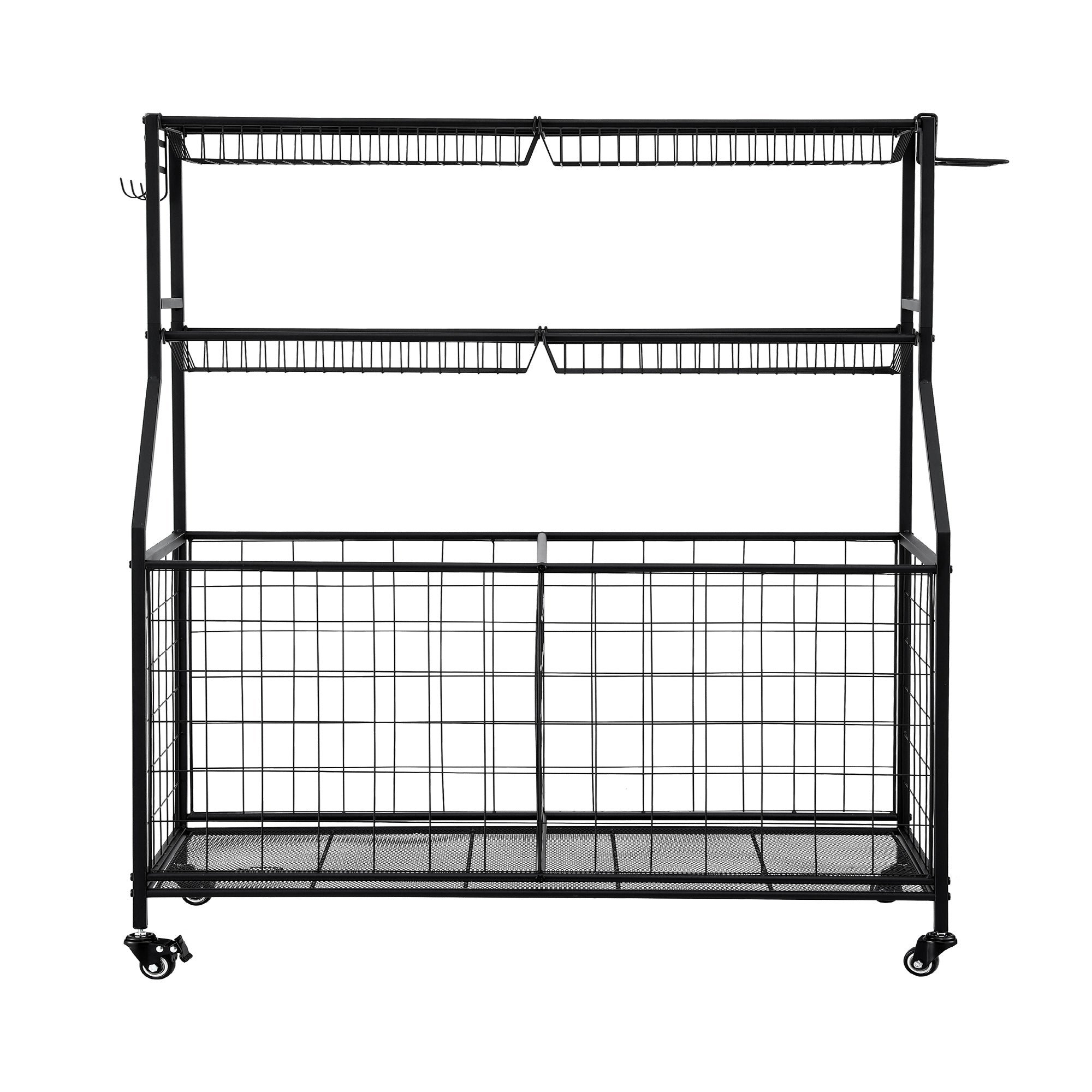 Everfit Sports Equipment Organizer Storage with Wheels Multi-Sport Garage Gym Black BSR-A-RET