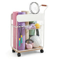 Everfit Yoga Mat Storage Rack Mobile Holder with Wheels Basket Home Gym Storage Organizer White BSR-A-SQ