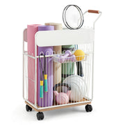 Everfit Yoga Mat Storage Rack Mobile Holder with Wheels Basket Home Gym Storage Organizer White BSR-A-SQ