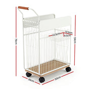 Everfit Yoga Mat Storage Rack Mobile Holder with Wheels Basket Home Gym Storage Organizer White BSR-A-SQ