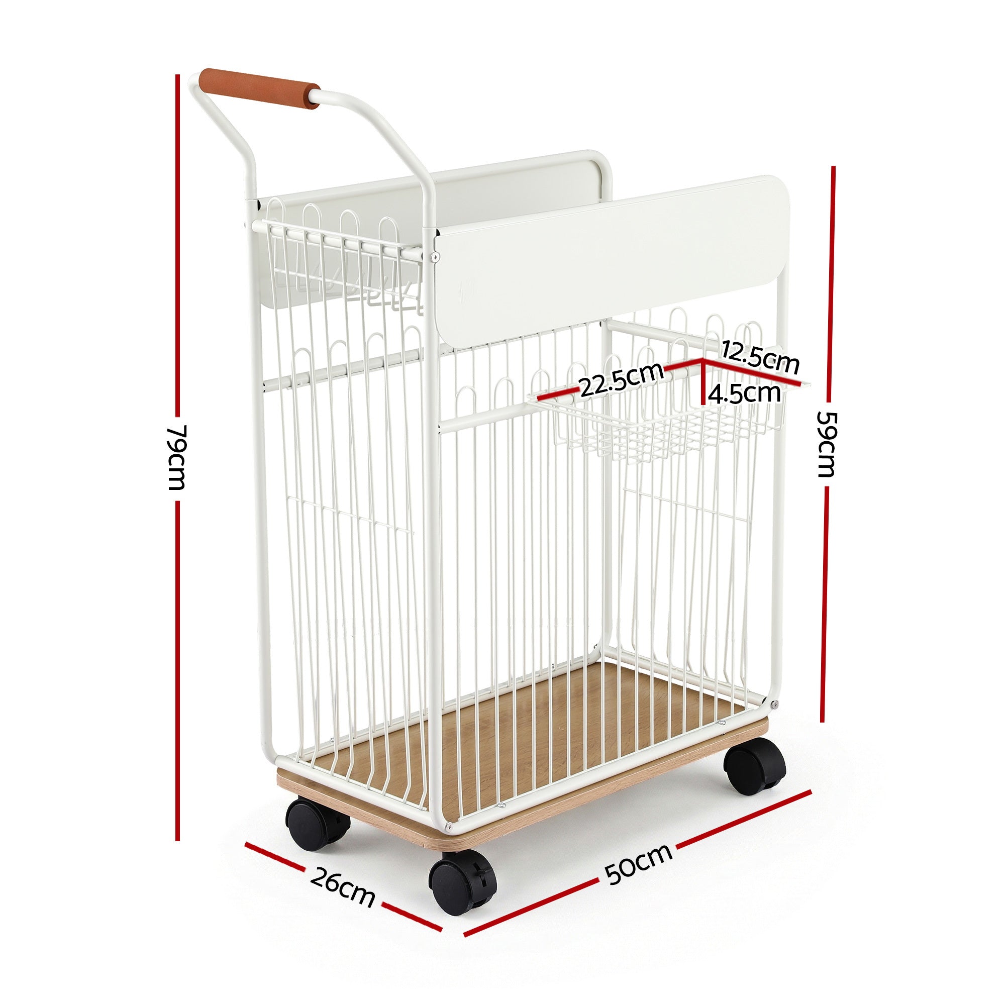 Everfit Yoga Mat Storage Rack Mobile Holder with Wheels Basket Home Gym Storage Organizer White BSR-A-SQ